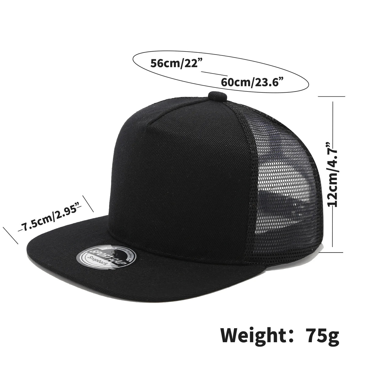 New style hip-hop baseball cap, best-selling, sun protection cap for beach, duckbill cap, light blue flat brim mesh cap