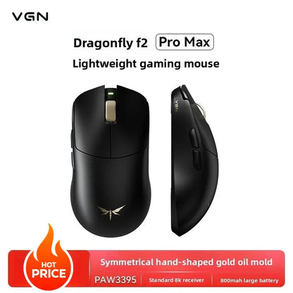 VGN Dragonfly F2 ProMax/Ultra esportovní herní myš 42000DPI 0.125ms pro CS:GO, nízká latence, kabelová/bezdrátová, duální 8K, 3 režimy, PAW3395/3950