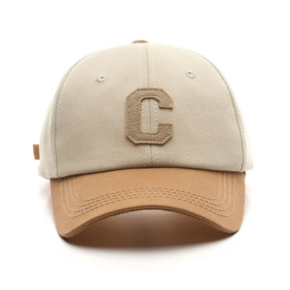 Vintage-Baseballkappe mit gesticktem „C“ | Zweifarbiges Design, verstellbarer Riemen, Unisex für Männer und Frauen
