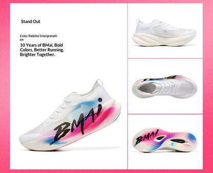 Chaussures de course à pied BMAI 42 km Marathon pour homme et femme – Baskets de luxe à semelle en carbone pour femme – Baskets amortissantes – Chaussures de sport respirantes pour homme