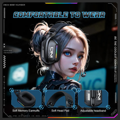 Cuffie gaming wireless Onikuma GT808 RGB – Bluetooth 5.3, 2.4GHz e 3.5mm con microfono