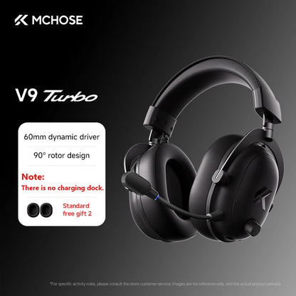 Auriculares gaming inalámbricos MCHOSE V9 Turbo con sonido envolvente 7.1, RGB, auriculares esports con drivers de 60mm, micrófono con cancelación de ruido y base de carga
