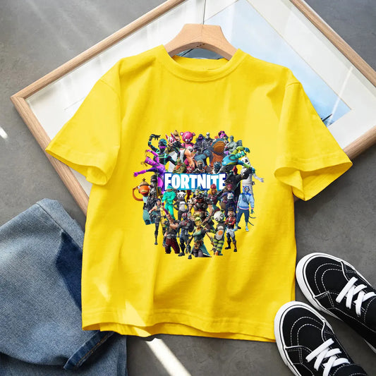 T-shirt infantil de verão Fortnite Bottle Royale — T-shirt de aniversário e festa para menino, manga curta em algodão