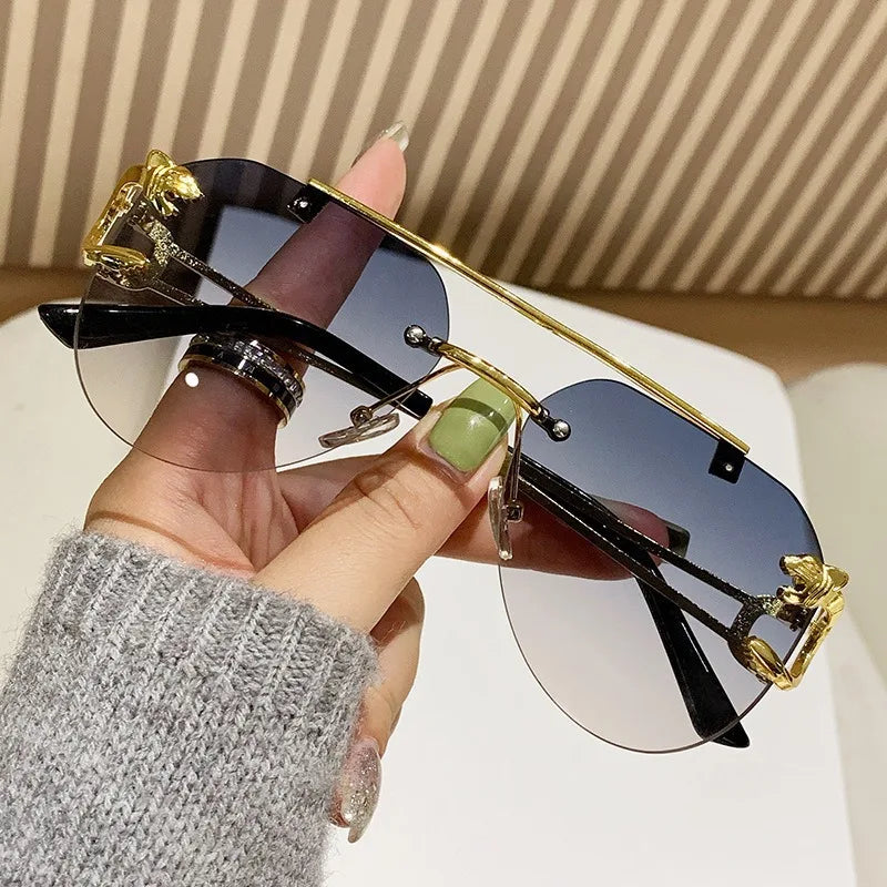 Dámské sluneční brýle bez obrouček, luxusní značkové, vintage, UV400, pánské sluneční brýle, Lunette, Shades De Soleil, Femme, Gafas De Sol Mujer, Lentes
