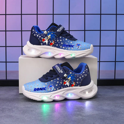 Sonic Sport Shoes Spring Luminous Fashion Breathable Net Shoes LED Sneakers with Light Running Shoes