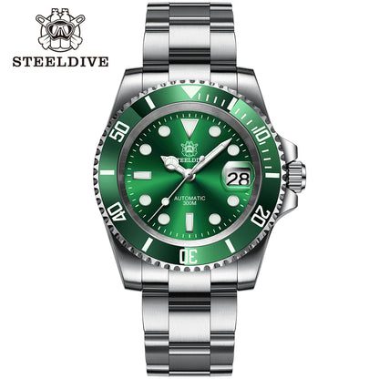 STEELDIVE SD1953 41MM Classic Water Ghost Calendar Magnifier NH35 Mechanical Movement BGW9 Super Luminous 30Bar Waterproof Watch