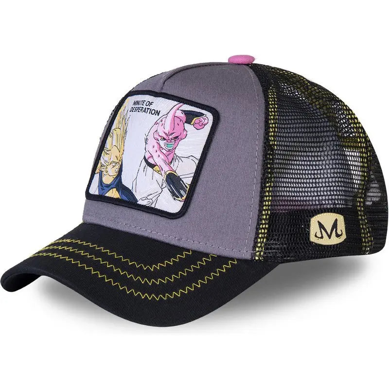 Dragon Ball Son Goku-Kappe, Sommer-Reisekappe mit Schirm, Herren-Kappe mit Stickerei, im Hip-Hop-Stil, Sonnenvisier, verstellbare Trucker-Kappe aus Netzstoff