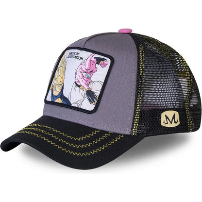 Dragon Ball Son Goku-Kappe, Sommer-Reisekappe mit Schirm, Herren-Kappe mit Stickerei, im Hip-Hop-Stil, Sonnenvisier, verstellbare Trucker-Kappe aus Netzstoff