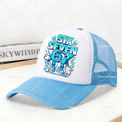 Steal A Brainrot Mesh Baseball Caps Cartoon 67 Six Seven Adult Kids Sports Hats Boys Girls Summer Outdoor Sunshade Peaked Caps