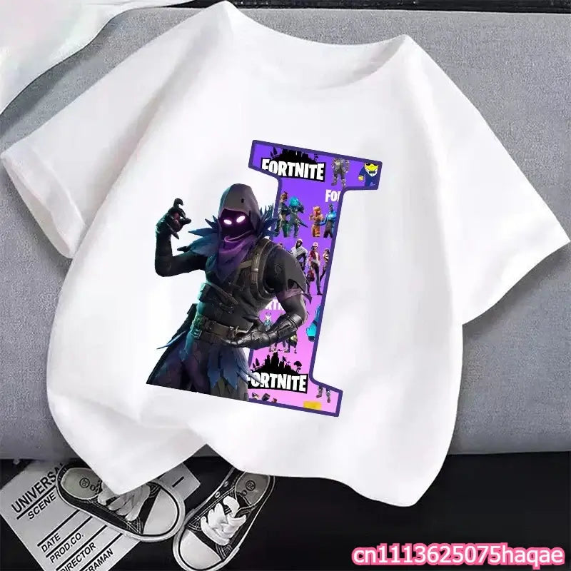 New Fortnites Kids T-shirts Cartoon Letter Graphic T-shirts Boys Girls Summer Casual Sports Short Sleeves Tops Children Clothing
