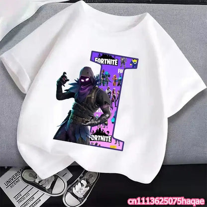 New Fortnites Kids T-shirts Cartoon Letter Graphic T-shirts Boys Girls Summer Casual Sports Short Sleeves Tops Children Clothing