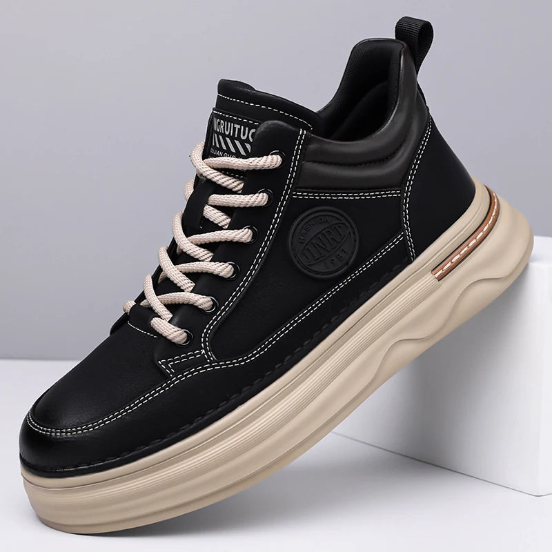High Quality Mens Casual Leather Thick Bottom Oxford Shoes Fashion Outdoor Flat Top Quality Oxford Shoes Handmade Walking Shoes