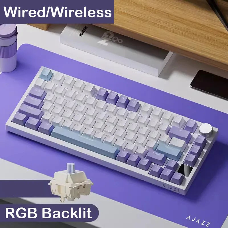 AJAZZ AK820 Pro kabelgebundene & kabellose mechanische Gaming-Tastatur, Tri-Mode, RGB-Hintergrundbeleuchtung, Hot-Swappable Switches, 70% kompaktes Layout, PC/Mac