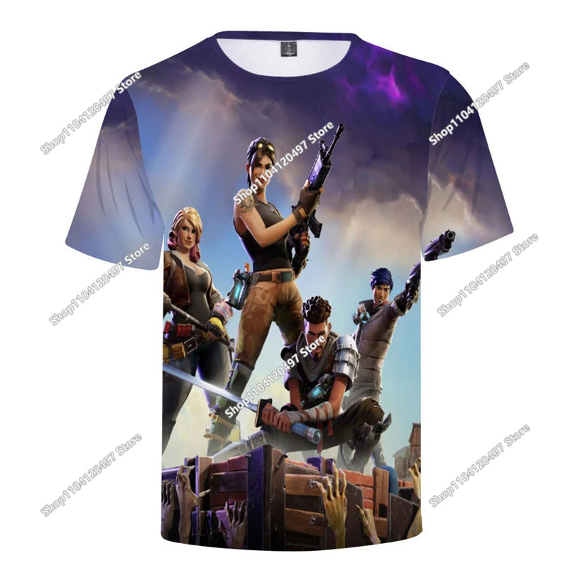 Fortnite Adult Children's Clothing 3D Digital Printing Loose Large Size Short-sleeved T-shirt Kids Summer Tee Tops