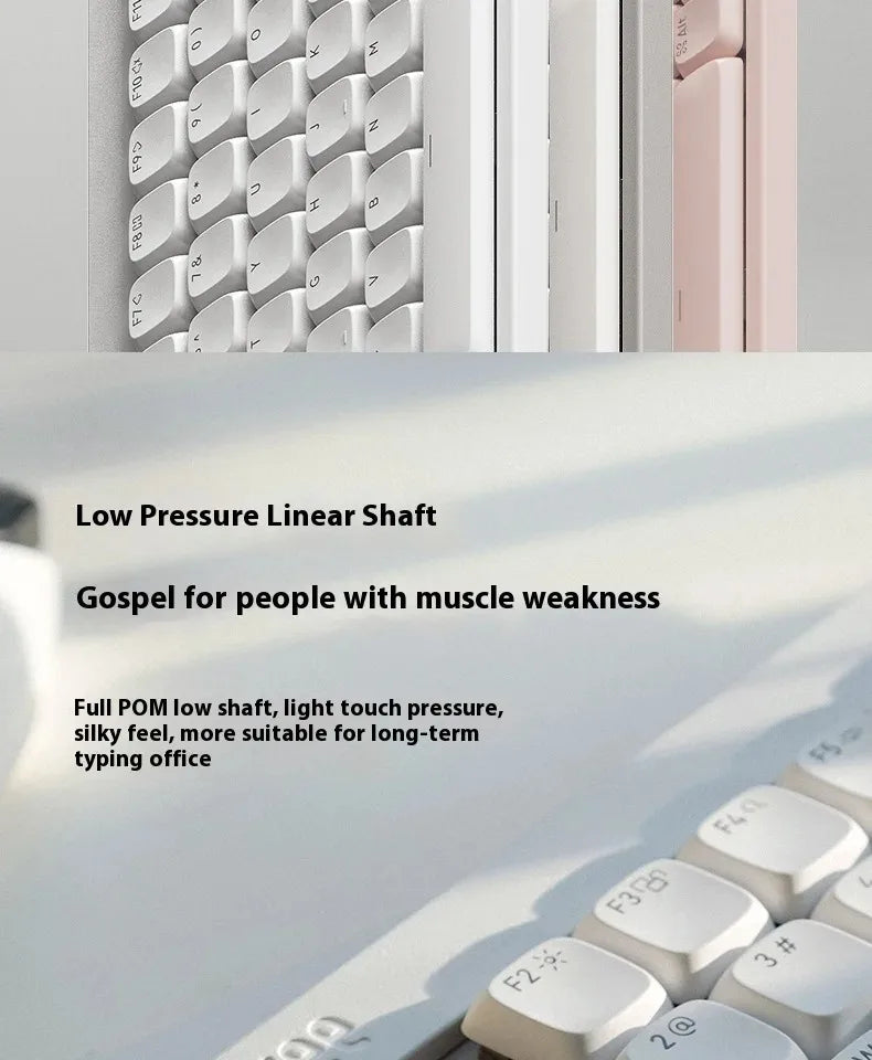 Lofree Flow Lite Wireless Mechanical Keyboard&PU Bag Lighter&Silenter POM Switch 2.4G Bluetooth&Wired Office Typing Gasket 84key