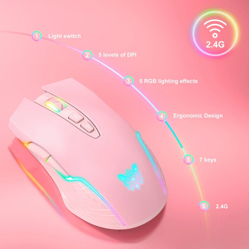 Lenovo CW905 Wireless Gaming Mouse Levels Adjustable 5 levels 3600 DPI Buttons RGB Lighting Modes Ergonomic Mice For PC Gamer