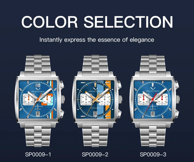 Specht&Sohne Men's Watch Luxury Brand Waterproof Stainless Steel Leather Japan VK Multifunctional Quartz Watch