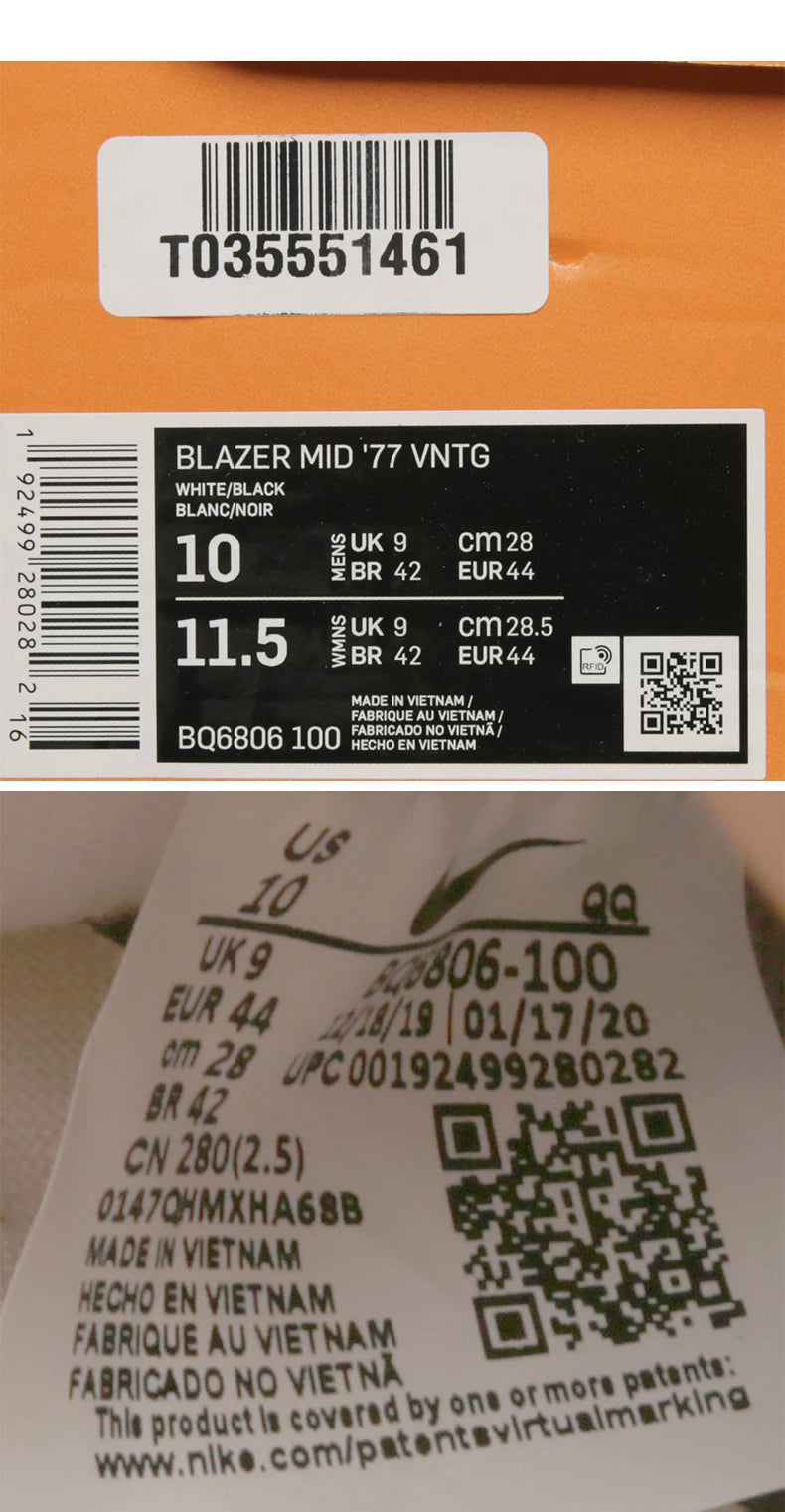 Oryginalne, autentyczne męskie i damskie wygodne trampki Nike BLAZER MID '77 BQ6806-100