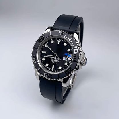 40MM Diameter YM Design Two-Way Rotating Bezel Sapphire Glass Luminous Dial for NH35 Movement Jubile Strap Luxury Men's Watch
