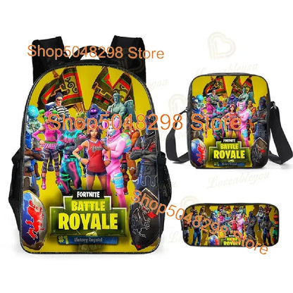 Großes Kawaii-Federmäppchen aus Canvas mit Fortnite-Print für Jungen und Mädchen – Schulbedarf, Schreibwaren und Geburtstagsgeschenk für Teenager