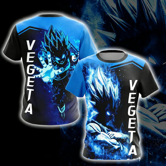 2026 Summer Dragon Ball  T-Shirt 3D Print Vegeta Super Saiyan Blue Neon Oversized Loose Breathable Gym Streetwear Unisex Tee