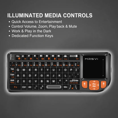 Teclado Bluetooth Mini MRSVI A8 PLUS, teclado inalámbrico retroiluminado de 2.4GHz con panel táctil para Android TV Box, Mac, portátil y Windows