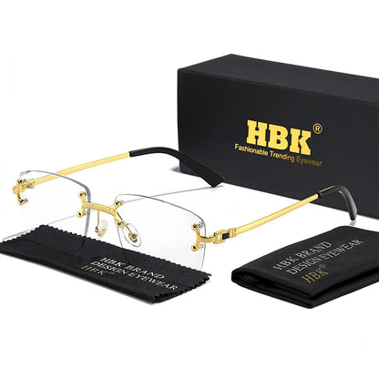 HBK Čtvercové bezrámové sluneční brýle pro ženy, TOP kvalita, retro kovové sluneční brýle pro muže, luxusní, na večírky i do práce, s přechodovými skly
