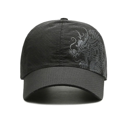 Nova ljetna bejzbolska kapa s kineskim zmajem, brzosušeća s otvorima za zrak, uniseks, za outdoor, ležerne sportske aktivnosti i zaštitu od sunca, trucker stil