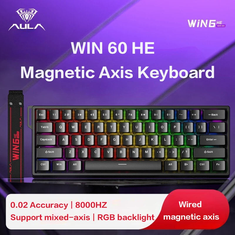 AULA WIN60 HE kabelgebundene Magnetachsen-Tastatur RT Custom mechanische Tastatur für E-Sports-Games mit 8K Polling-Rate