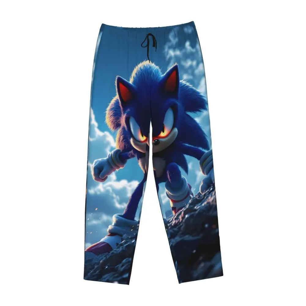 Custom Women Soniced Pajama Pants Printed Hedgehog Game Sleep Sleepwear Bottoms with Pockets