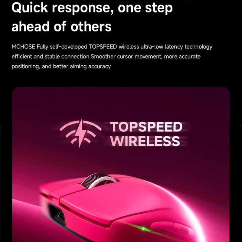 Mouse da gaming wireless leggero MCHOSE A7 V2 Ultra / Pro, Dual 8000Hz, PAW3950 TI, 42000DPI, per PC e gamer e-sport