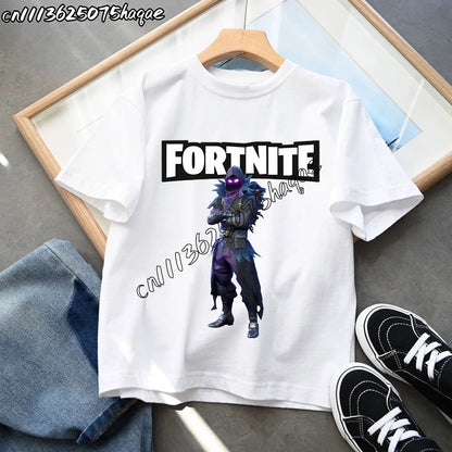 Summer New Fortnites Children T-shirts Cartoon Figure Graphic T-shirt Casual Sports Short Sleeves Sports Tops Kids Boys Clothing