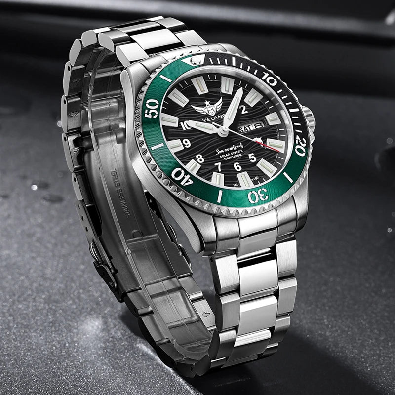 Yelang V1217 42mm Japan Eco-Drive Solar Watch Men's Watch 300M Diver Watch 30ATM Professional Waterproof Sapphire Luminous