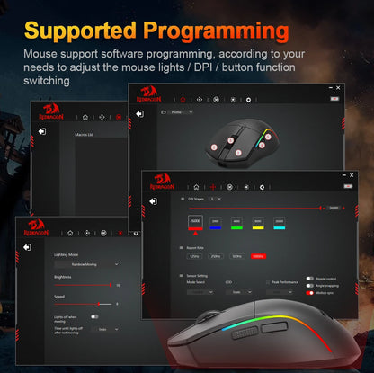 Ratón gaming REDRAGON DEICIDE M816 PRO RGB USB con soporte Bluetooth 2.4G inalámbrico, 26000 DPI, 6 botones para gamers, ratón con cable para ordenador