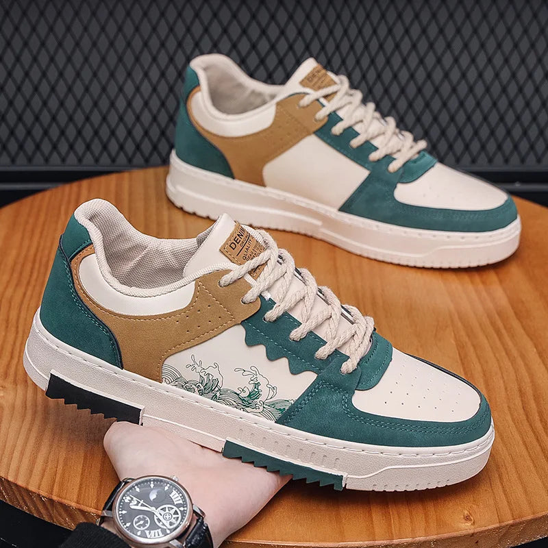 Nieuwe heren casual schoenen voor de herfst, ademende platte schoenen voor buiten, modieuze veterschoenen, comfortabele trendy sportschoenen voor heren, Zapatillas