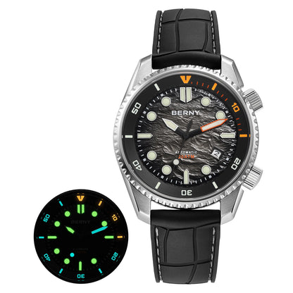 BERNY Diver Automatic Watches Men's Luxury Sapphire 316L Stainless Steel Mechanical Watch 42MM 200M Waterproof Diving Men Watch