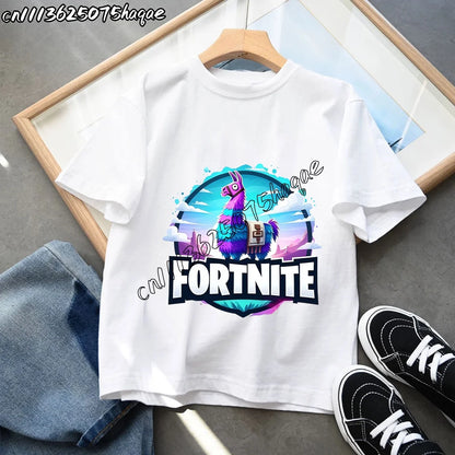 Summer New Fortnites Children T-shirts Cartoon Figure Graphic T-shirt Casual Sports Short Sleeves Sports Tops Kids Boys Clothing