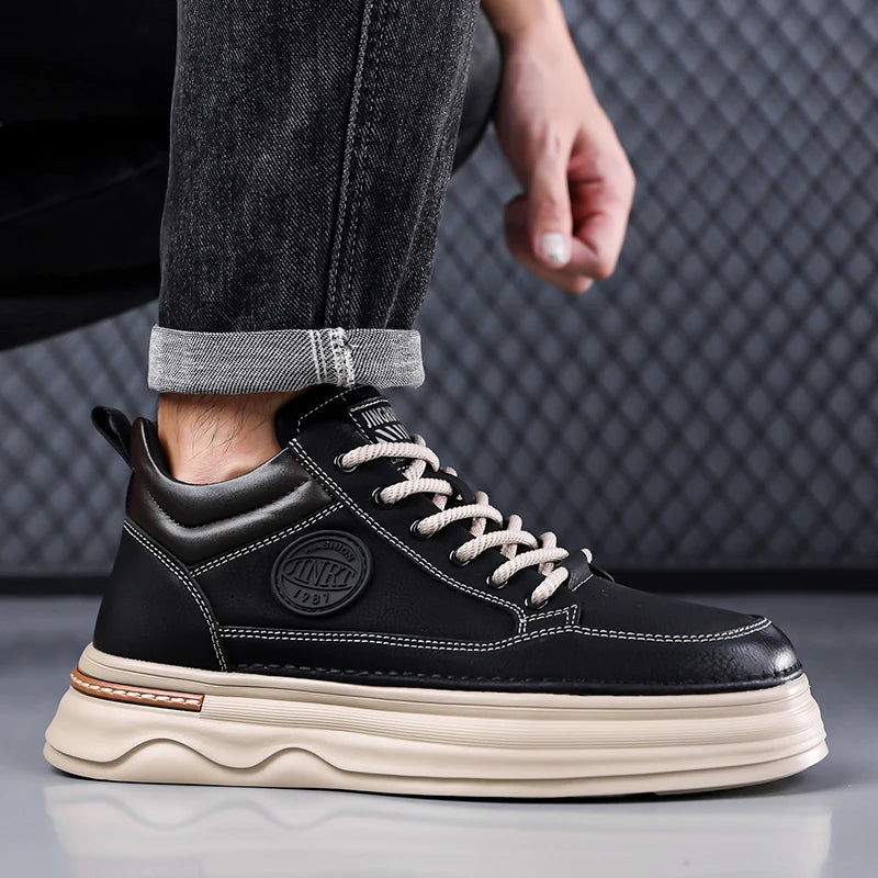 High Quality Mens Casual Leather Thick Bottom Oxford Shoes Fashion Outdoor Flat Top Quality Oxford Shoes Handmade Walking Shoes