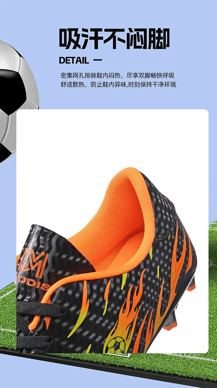 Chaussures de football professionnelles pour enfants, chaussures de foot pour hommes, basses, avec maintien de la cheville, sportives, pour jeunes, pour match et entraînement, antidérapantes, résistantes