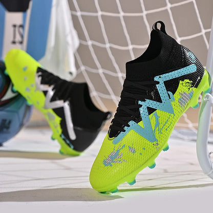 Chaussures de football pour homme, chaussures de sport professionnelles, crampons FG à crampons longs pour homme, chaussures de sport d'extérieur, chaussures d'entraînement, chaussures antidérapantes