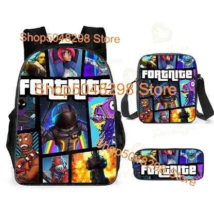 Großes Kawaii-Federmäppchen aus Canvas mit Fortnite-Print für Jungen und Mädchen – Schulbedarf, Schreibwaren und Geburtstagsgeschenk für Teenager