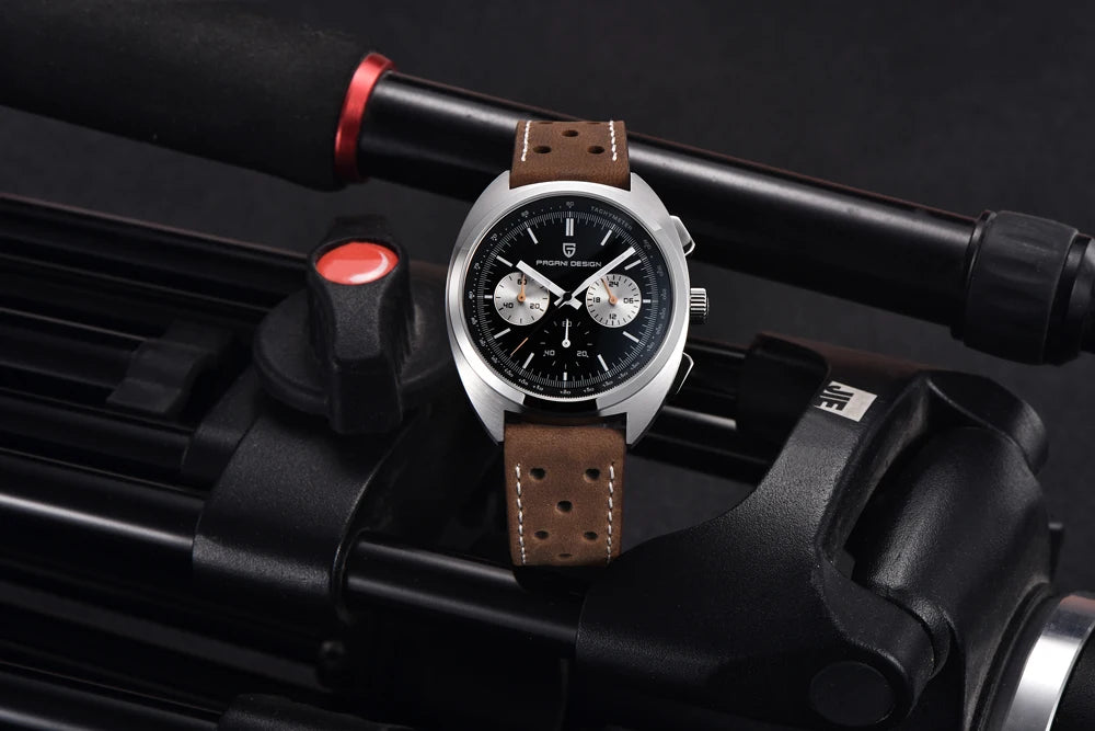 PAGANI DESIGN 2026 Retro Luxury Men's Quartz Watches Sports Chronograph VK63 Watch For Men AR Sapphire Waterproof Leather Clock
