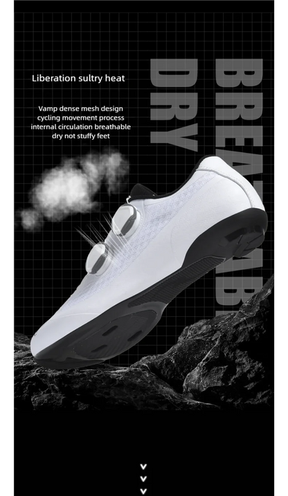 Speed Cycling Sneaker Men's Road Cycling Shoes Cleat Shoes Spd Shoes Cycling Flat Pedal Shoes Man Bike Outdoor Footwear White