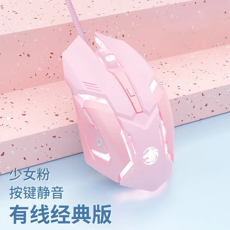 Frontline Pink Gaming Mouse Wireless Bluetooth Silent Mechanical Gaming Mouse, Cute RGB Computer Mouse for Gaming, Office & Laptop