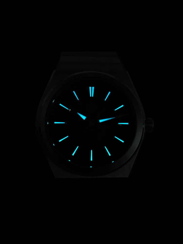 San Martin 39mm Luxury Men Sports Watch Waffle Dial Integrated Bracelet Miyota 90S5 Automatic Mechanical Clear Caseback SN0152