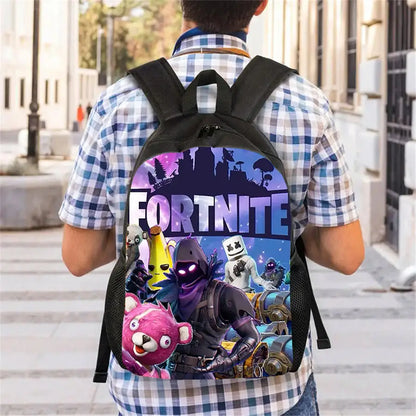 Fortnite Cartoon 15-Zoll leichter Rucksack mit verstellbaren Schultergurten – tägliche Schultasche für Kinder, Jungen und Mädchen, Alter 5-9