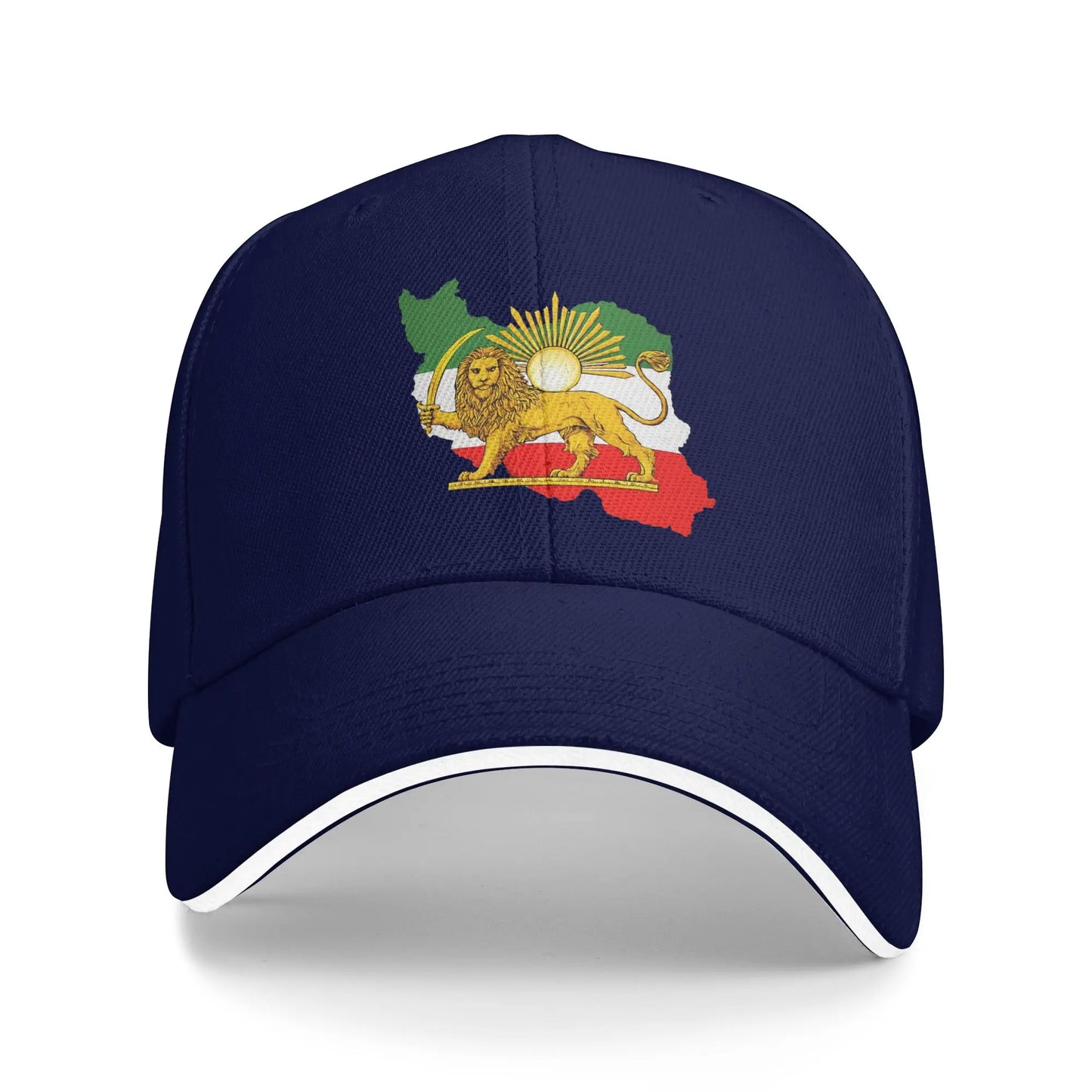 Iran Flag Map with Lion and Sun Emblem Vintage Persian Heritage Casual Baseball Cap Outdoor Trucker Hat Summer Baseball Caps