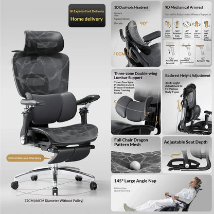 Modern Gaming Chair Racing Style Ergonomic Office Chair with Headrest & Footrest, Comfortable Gamer Desk Chair for Home, Computer Setup and Work