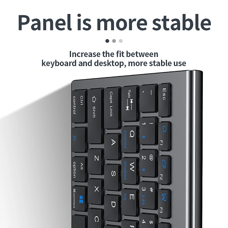 Teclado inalámbrico Bluetooth 5.0&3.0&2.4G FN+1/2/3 de doble modo, 350mAh, ultrafino, para portátil, PC, TV, iPad, Macbook y Android