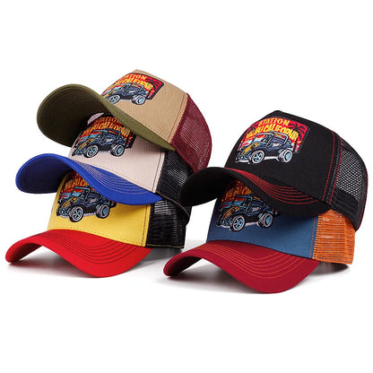 Modna czapka baseballowa z haftem orła dla mężczyzn i kobiet – letnia, oddychająca, z siateczką, z zatrzaskiem typu snapback, w stylu trucker